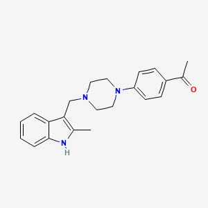 molecular formula C22H25N3O B3844744 1-(4-{4-[(2-methyl-1H-indol-3-yl)methyl]-1-piperazinyl}phenyl)ethanone 