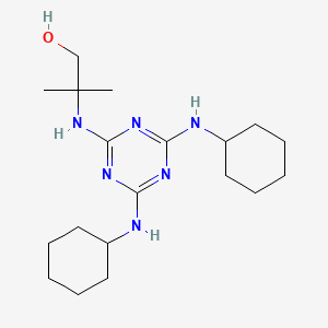 molecular formula C19H34N6O B3844745 2-{[4,6-bis(cyclohexylamino)-1,3,5-triazin-2-yl]amino}-2-methyl-1-propanol 