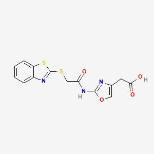 molecular formula C14H11N3O4S2 B3844770 (2-{[(1,3-benzothiazol-2-ylthio)acetyl]amino}-1,3-oxazol-4-yl)acetic acid 