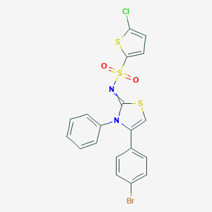 molecular formula C19H12BrClN2O2S3 B384483 N-(4-(4-bromophenyl)-3-phenyl-1,3-thiazol-2(3H)-ylidene)-5-chloro-2-thiophenesulfonamide 