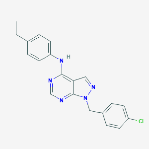 molecular formula C20H18ClN5 B384487 1-(4-chlorobenzyl)-N-(4-ethylphenyl)-1H-pyrazolo[3,4-d]pyrimidin-4-amine CAS No. 612523-99-6