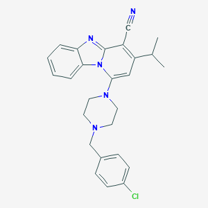 molecular formula C26H26ClN5 B384495 1-[4-(4-Chlorobenzyl)-1-piperazinyl]-3-isopropylpyrido[1,2-a]benzimidazole-4-carbonitrile CAS No. 612523-46-3