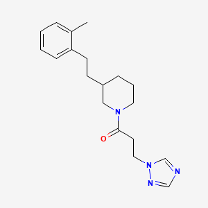 molecular formula C19H26N4O B3845081 3-[2-(2-methylphenyl)ethyl]-1-[3-(1H-1,2,4-triazol-1-yl)propanoyl]piperidine 