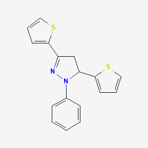 molecular formula C17H14N2S2 B3845121 1-phenyl-3,5-di-2-thienyl-4,5-dihydro-1H-pyrazole CAS No. 89144-79-6