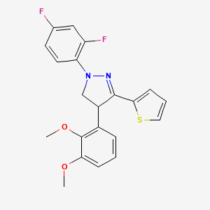 molecular formula C21H18F2N2O2S B3845172 1-(2,4-difluorophenyl)-4-(2,3-dimethoxyphenyl)-3-(2-thienyl)-4,5-dihydro-1H-pyrazole 