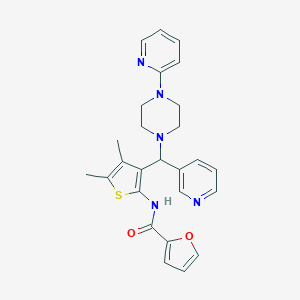 molecular formula C26H27N5O2S B384521 N-[4,5-dimethyl-3-[pyridin-3-yl-(4-pyridin-2-ylpiperazin-1-yl)methyl]thiophen-2-yl]furan-2-carboxamide CAS No. 618405-06-4
