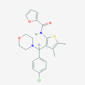 molecular formula C22H23ClN2O3S B384523 N-{3-[(4-chlorophenyl)(4-morpholinyl)methyl]-4,5-dimethyl-2-thienyl}-2-furamide 