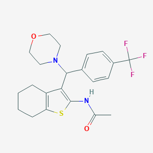 molecular formula C22H25F3N2O2S B384525 N-(3-{4-morpholinyl[4-(trifluoromethyl)phenyl]methyl}-4,5,6,7-tetrahydro-1-benzothien-2-yl)acetamide 