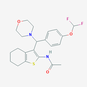 molecular formula C22H26F2N2O3S B384526 N-{3-[[4-(difluoromethoxy)phenyl](4-morpholinyl)methyl]-4,5,6,7-tetrahydro-1-benzothien-2-yl}acetamide 