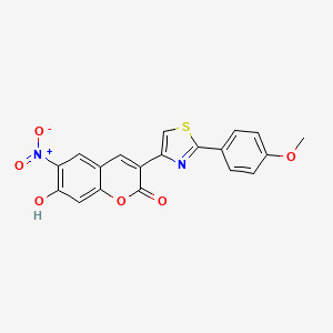 molecular formula C19H12N2O6S B3845285 7-hydroxy-3-[2-(4-methoxyphenyl)-1,3-thiazol-4-yl]-6-nitro-2H-chromen-2-one 