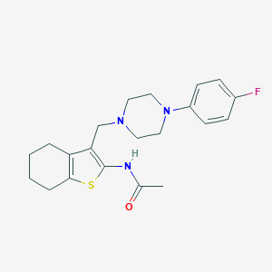 molecular formula C21H26FN3OS B384539 N-(3-{[4-(4-fluorophenyl)-1-piperazinyl]methyl}-4,5,6,7-tetrahydro-1-benzothien-2-yl)acetamide 