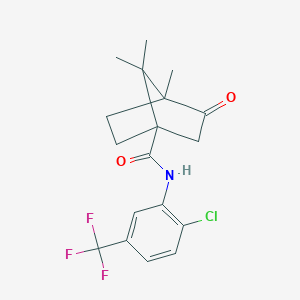molecular formula C18H19ClF3NO2 B384545 N-[2-chloro-5-(trifluoromethyl)phenyl]-4,7,7-trimethyl-3-oxobicyclo[2.2.1]heptane-1-carboxamide 