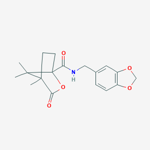 N-(1,3-benzodioxol-5-ylmethyl)-4,7,7-trimethyl-3-oxo-2-oxabicyclo[2.2.1]heptane-1-carboxamide