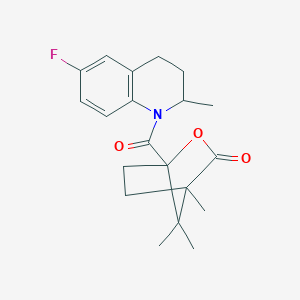 molecular formula C20H24FNO3 B384558 1-[(6-fluoro-2-methyl-3,4-dihydro-1(2H)-quinolinyl)carbonyl]-4,7,7-trimethyl-2-oxabicyclo[2.2.1]heptan-3-one CAS No. 1005272-95-6