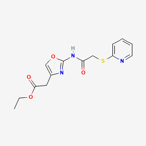 molecular formula C14H15N3O4S B3845600 ethyl (2-{[(2-pyridinylthio)acetyl]amino}-1,3-oxazol-4-yl)acetate 