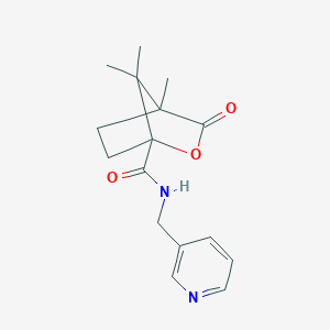 molecular formula C16H20N2O3 B384562 4,7,7-trimethyl-3-oxo-N-(3-pyridinylmethyl)-2-oxabicyclo[2.2.1]heptane-1-carboxamide CAS No. 573950-37-5
