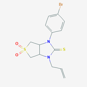 molecular formula C14H15BrN2O2S2 B384574 1-allyl-3-(4-bromophenyl)tetrahydro-1H-thieno[3,4-d]imidazole-2(3H)-thione 5,5-dioxide CAS No. 618397-49-2