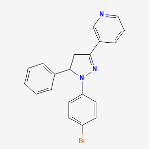 molecular formula C20H16BrN3 B3845752 3-[1-(4-bromophenyl)-5-phenyl-4,5-dihydro-1H-pyrazol-3-yl]pyridine 