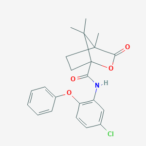 molecular formula C22H22ClNO4 B384580 N-(5-chloro-2-phenoxyphenyl)-4,7,7-trimethyl-3-oxo-2-oxabicyclo[2.2.1]heptane-1-carboxamide 