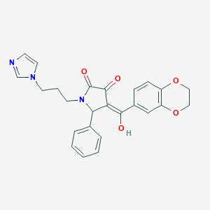 (4E)-4-[2,3-dihydro-1,4-benzodioxin-6-yl(hydroxy)methylidene]-1-(3-imidazol-1-ylpropyl)-5-phenylpyrrolidine-2,3-dione