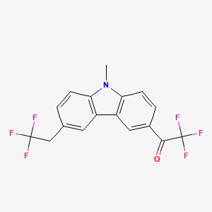 molecular formula C17H11F6NO B3845919 2,2,2-trifluoro-1-[9-methyl-6-(2,2,2-trifluoroethyl)-9H-carbazol-3-yl]ethanone 