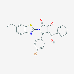 (4E)-5-(4-bromophenyl)-1-(6-ethyl-1,3-benzothiazol-2-yl)-4-[hydroxy(phenyl)methylidene]pyrrolidine-2,3-dione