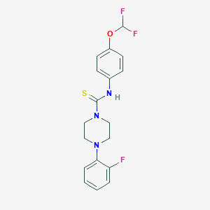 molecular formula C18H18F3N3OS B384593 N-[4-(difluoromethoxy)phenyl]-4-(2-fluorophenyl)piperazine-1-carbothioamide CAS No. 398996-29-7