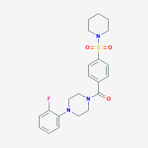 molecular formula C22H26FN3O3S B384596 1-(2-Fluorophenyl)-4-[4-(1-piperidinylsulfonyl)benzoyl]piperazine 