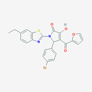 molecular formula C24H17BrN2O4S B384599 2-(4-bromophenyl)-1-(6-ethyl-1,3-benzothiazol-2-yl)-3-(furan-2-carbonyl)-4-hydroxy-2H-pyrrol-5-one CAS No. 618414-03-2