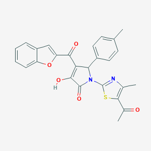 molecular formula C26H20N2O5S B384602 1-(5-acetyl-4-methyl-1,3-thiazol-2-yl)-3-(1-benzofuran-2-carbonyl)-4-hydroxy-2-(4-methylphenyl)-2H-pyrrol-5-one CAS No. 618864-06-5