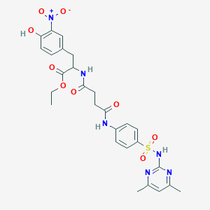 molecular formula C27H30N6O9S B3846042 ethyl N-{4-[(4-{[(4,6-dimethyl-2-pyrimidinyl)amino]sulfonyl}phenyl)amino]-4-oxobutanoyl}-3-nitrotyrosinate 