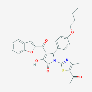 molecular formula C29H26N2O6S B384610 1-(5-acetyl-4-methyl-1,3-thiazol-2-yl)-4-(1-benzofuran-2-ylcarbonyl)-5-(4-butoxyphenyl)-3-hydroxy-1,5-dihydro-2H-pyrrol-2-one 