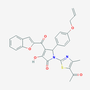 molecular formula C28H22N2O6S B384611 1-(5-acetyl-4-methyl-1,3-thiazol-2-yl)-5-[4-(allyloxy)phenyl]-4-(1-benzofuran-2-ylcarbonyl)-3-hydroxy-1,5-dihydro-2H-pyrrol-2-one 