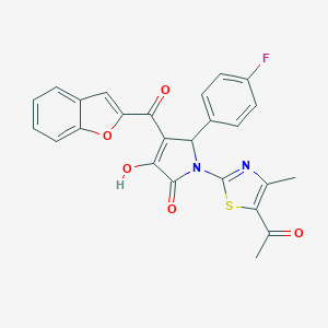 molecular formula C25H17FN2O5S B384614 1-(5-acetyl-4-methyl-1,3-thiazol-2-yl)-3-(1-benzofuran-2-carbonyl)-2-(4-fluorophenyl)-4-hydroxy-2H-pyrrol-5-one CAS No. 618864-10-1