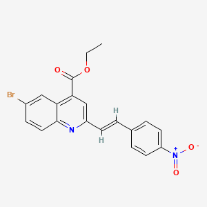 molecular formula C20H15BrN2O4 B3846140 ethyl 6-bromo-2-[2-(4-nitrophenyl)vinyl]-4-quinolinecarboxylate 
