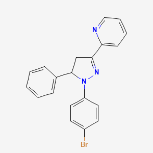 molecular formula C20H16BrN3 B3846167 2-[1-(4-bromophenyl)-5-phenyl-4,5-dihydro-1H-pyrazol-3-yl]pyridine 