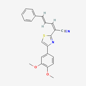 molecular formula C22H18N2O2S B3846173 2-[4-(3,4-dimethoxyphenyl)-1,3-thiazol-2-yl]-5-phenyl-2,4-pentadienenitrile 