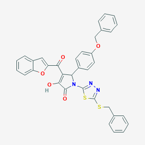 molecular formula C35H25N3O5S2 B384624 4-(1-benzofuran-2-ylcarbonyl)-5-[4-(benzyloxy)phenyl]-1-[5-(benzylsulfanyl)-1,3,4-thiadiazol-2-yl]-3-hydroxy-1,5-dihydro-2H-pyrrol-2-one 