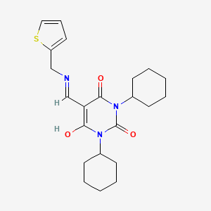1,3-dicyclohexyl-5-{[(2-thienylmethyl)amino]methylene}-2,4,6(1H,3H,5H)-pyrimidinetrione