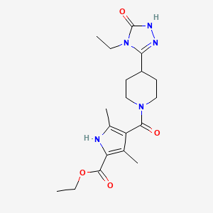 molecular formula C19H27N5O4 B3846271 ethyl 4-{[4-(4-ethyl-5-oxo-4,5-dihydro-1H-1,2,4-triazol-3-yl)piperidin-1-yl]carbonyl}-3,5-dimethyl-1H-pyrrole-2-carboxylate 