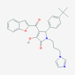 molecular formula C29H29N3O4 B384640 4-(1-benzofuran-2-ylcarbonyl)-5-(4-tert-butylphenyl)-3-hydroxy-1-[3-(1H-imidazol-1-yl)propyl]-1,5-dihydro-2H-pyrrol-2-one 