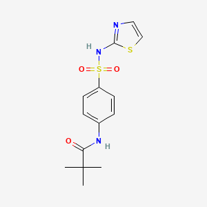 molecular formula C14H17N3O3S2 B3846412 2,2-dimethyl-N-{4-[(1,3-thiazol-2-ylamino)sulfonyl]phenyl}propanamide 