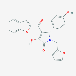 molecular formula C24H17NO6 B384642 4-(1-benzofuran-2-ylcarbonyl)-1-(furan-2-ylmethyl)-3-hydroxy-5-(4-hydroxyphenyl)-1,5-dihydro-2H-pyrrol-2-one 
