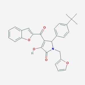 molecular formula C28H25NO5 B384643 4-(1-benzofuran-2-ylcarbonyl)-5-(4-tert-butylphenyl)-1-(2-furylmethyl)-3-hydroxy-1,5-dihydro-2H-pyrrol-2-one 