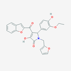 molecular formula C26H21NO7 B384644 3-(1-benzofuran-2-carbonyl)-2-(3-ethoxy-4-hydroxyphenyl)-1-(furan-2-ylmethyl)-4-hydroxy-2H-pyrrol-5-one CAS No. 618368-61-9