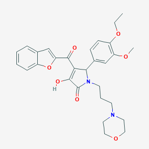 molecular formula C29H32N2O7 B384647 4-(1-benzofuran-2-ylcarbonyl)-5-(4-ethoxy-3-methoxyphenyl)-3-hydroxy-1-[3-(4-morpholinyl)propyl]-1,5-dihydro-2H-pyrrol-2-one 