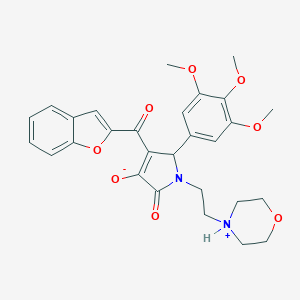 molecular formula C28H30N2O8 B384655 3-(1-benzofuran-2-carbonyl)-1-(2-morpholin-4-ium-4-ylethyl)-5-oxo-2-(3,4,5-trimethoxyphenyl)-2H-pyrrol-4-olate CAS No. 618366-01-1