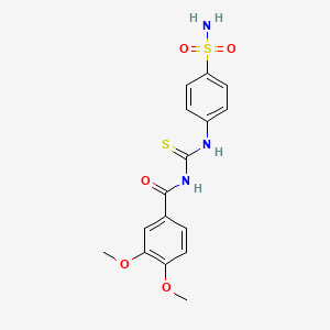 molecular formula C16H17N3O5S2 B3846551 N-({[4-(aminosulfonyl)phenyl]amino}carbonothioyl)-3,4-dimethoxybenzamide 