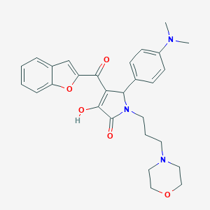 molecular formula C28H31N3O5 B384657 4-(1-benzofuran-2-ylcarbonyl)-5-[4-(dimethylamino)phenyl]-3-hydroxy-1-[3-(4-morpholinyl)propyl]-1,5-dihydro-2H-pyrrol-2-one CAS No. 618365-74-5
