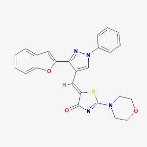 molecular formula C25H20N4O3S B384664 5-{[3-(1-benzofuran-2-yl)-1-phenyl-1H-pyrazol-4-yl]methylene}-2-(4-morpholinyl)-1,3-thiazol-4(5H)-one 
